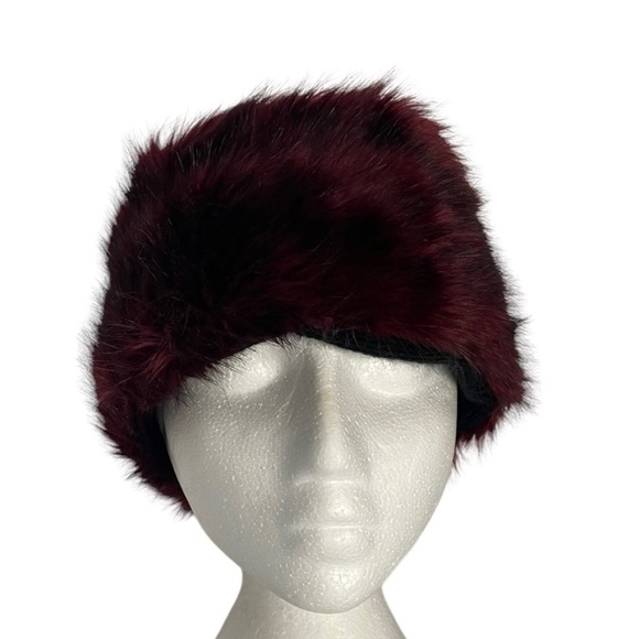 Aldo faux fur infinity black & wine color cozy cold weather head band ear cover - Picture 5 of 13
